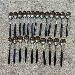 Lot of 23 Vintage Hackman Finland Stainless Spoon 5 inch Rosewood handle MCM
